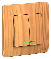 Выключатель с подсветкой с рамкой Systeme Electric Blanca 2-кл. ясень картинка